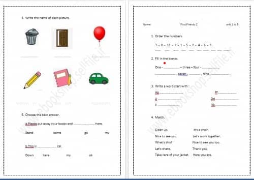 Sample question 5 of the first lesson of First Friends 2