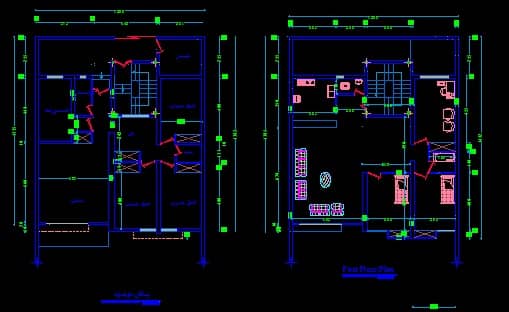 پلان ساختمان 6 طبقه در اتوکد AutoCAD